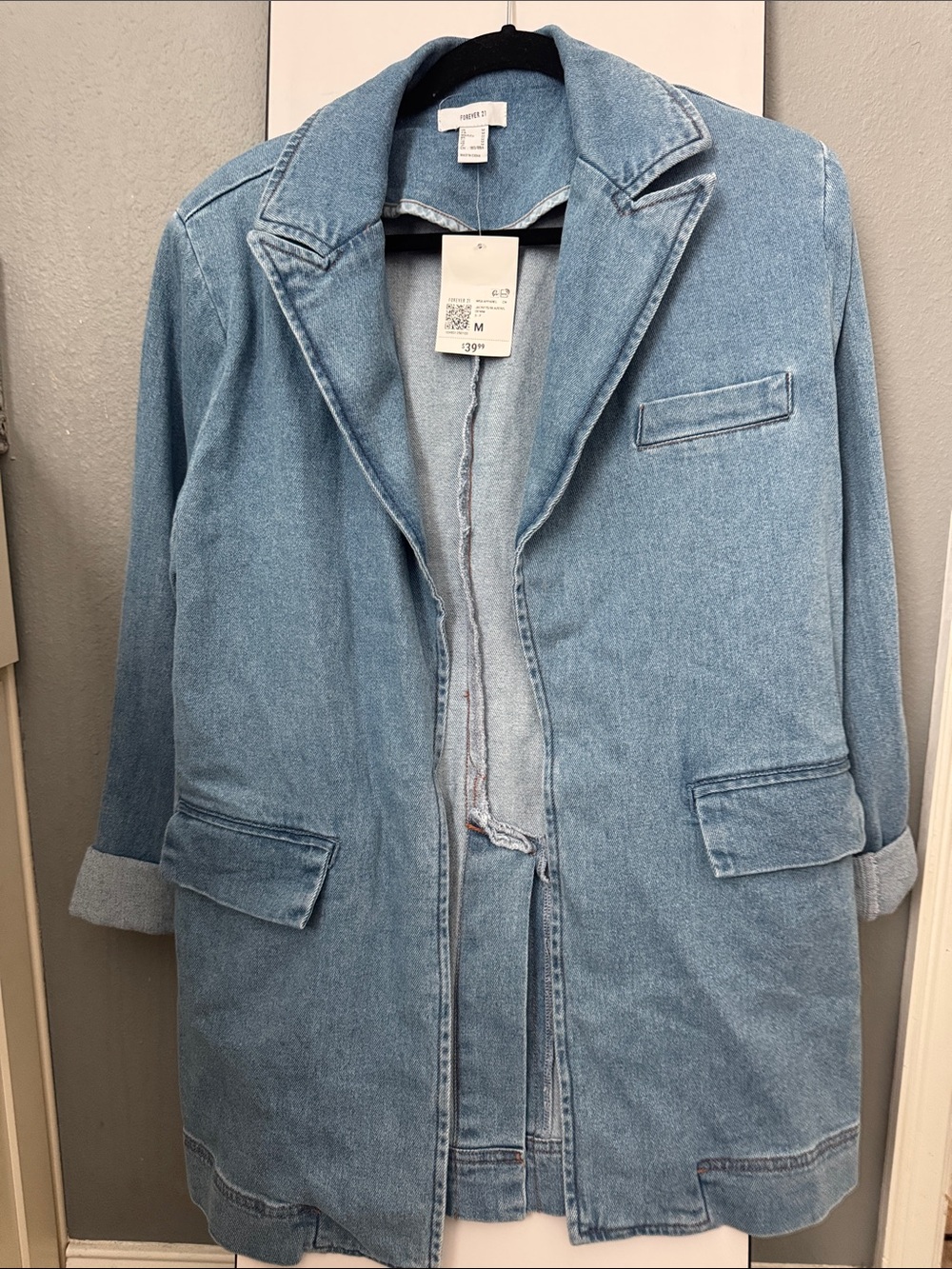 Forever 21 Light Blue Denim Blazer Jacket